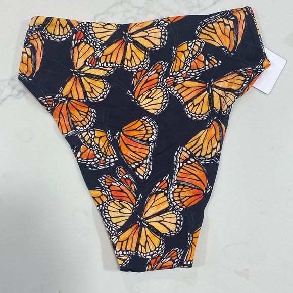 Toluca Swim bottoms - Cora Midi bottom in Monarch - orange butterflies - Picture 2 of 8